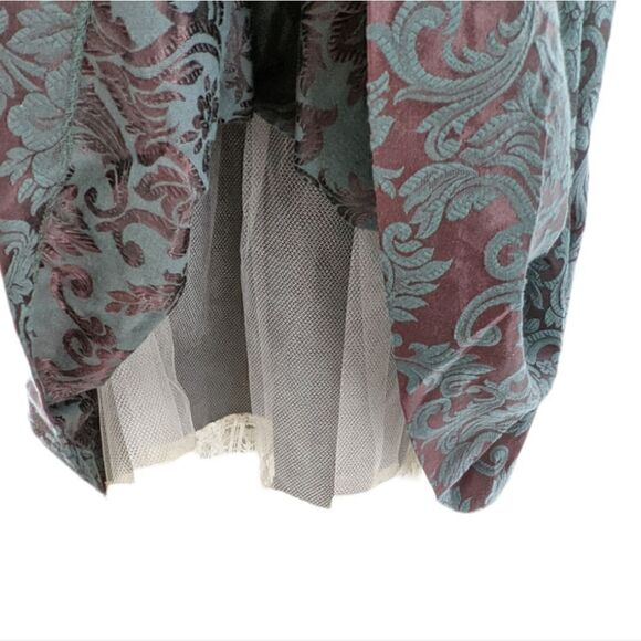 Jessica McClintock vintage dress deep green brocade and lace size 8 - Picture 4 of 11